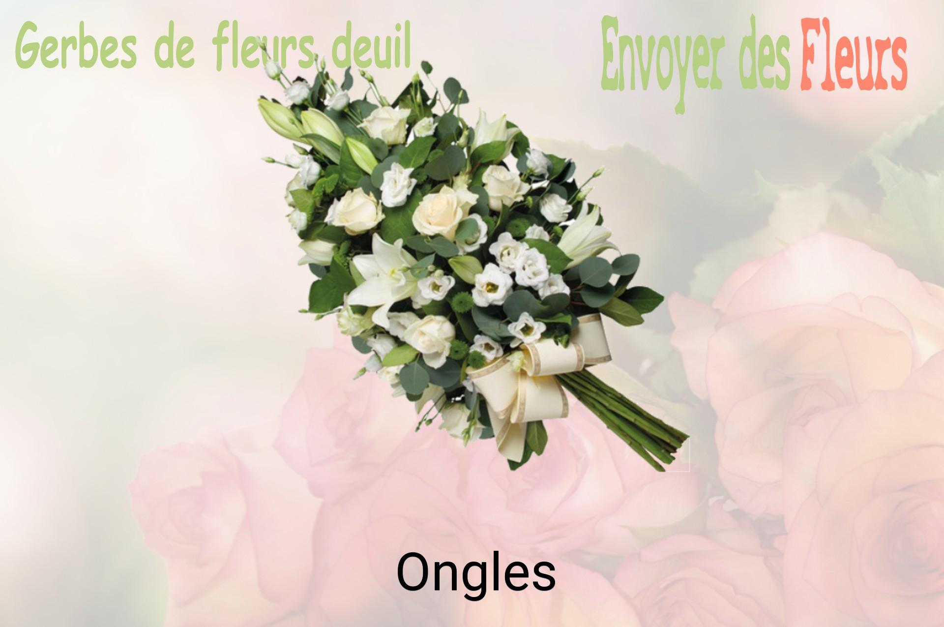 Gerbe de fleurs de deuil livrée à Ongles